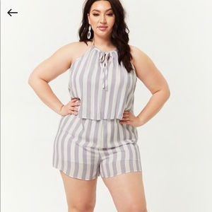 Lavender and White Striped Romper